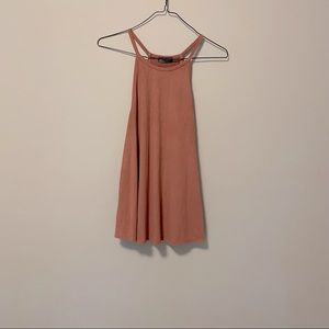 Salmon colored razor back top